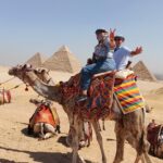 Panoramic view of the Pyramids of Giza, one of the Seven Wonders of the World in Cairo, Egypt